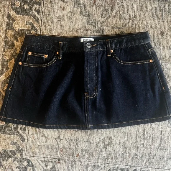 Parke Dark Wash Denim Mini Skirt - Picture 2 of 4